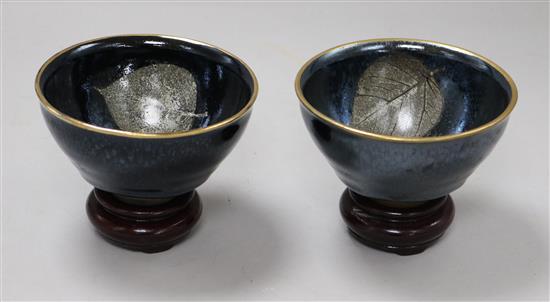 A pair of Chinese blackware bowls